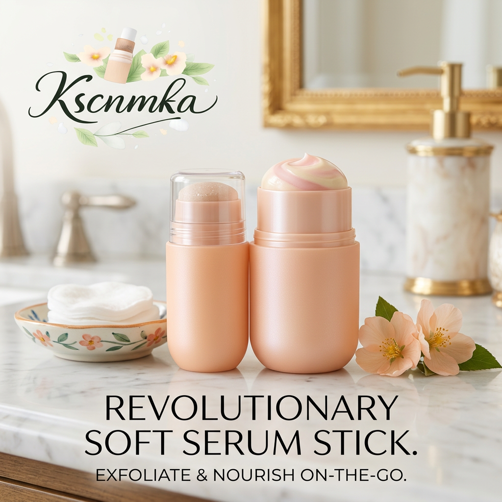 Kscnmka™ 2-in-1 Soft Serum Stick Duo | Gentle Exfoliating Scrub & Nourishing Moisturizer Balm Stick | Travel-Friendly Pore Refining & Hydrating Skincare Set for Glowing Skin