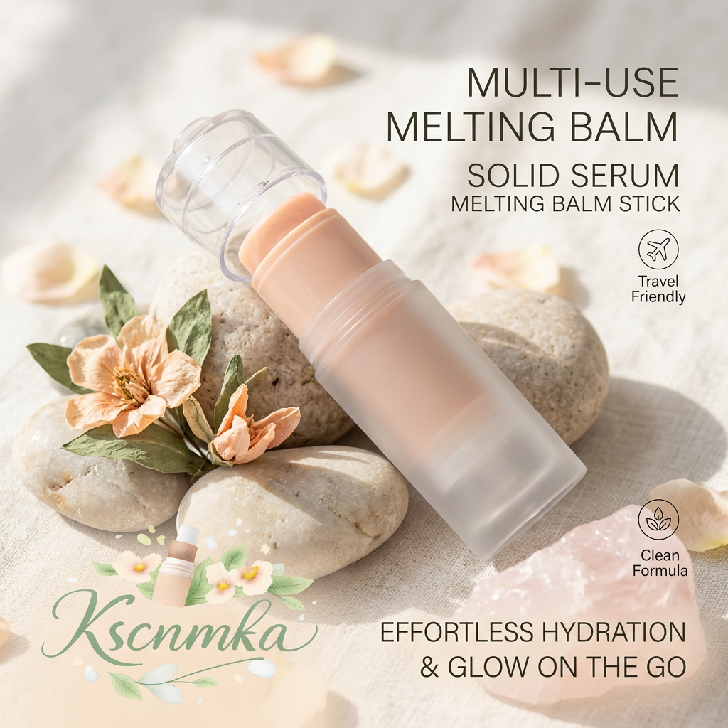 Kscnmka™ Multi-Use Melting Balm Stick | Hydrating Solid Serum for Face, Lips & Body | Dewy Glow Highlighter Stick | Travel-Friendly Clean Formula Moisturizer | Effortless On-the-Go Skin Hydration