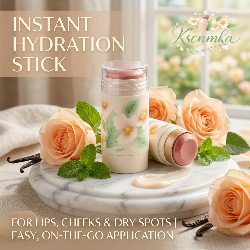 Kscnmka™ Instant Hydration Stick - Multi-Use Lip & Cheek Glow Balm, Portable Face Moisturizer & Dry Spot Relief, Travel-Friendly Hydrating Balm Stick for a Dewy, Radiant Complexion