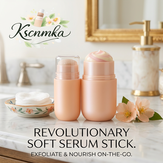 Kscnmka™ 2-in-1 Soft Serum Stick Duo | Gentle Exfoliating Scrub & Nourishing Moisturizer Balm Stick | Travel-Friendly Pore Refining & Hydrating Skincare Set for Glowing Skin