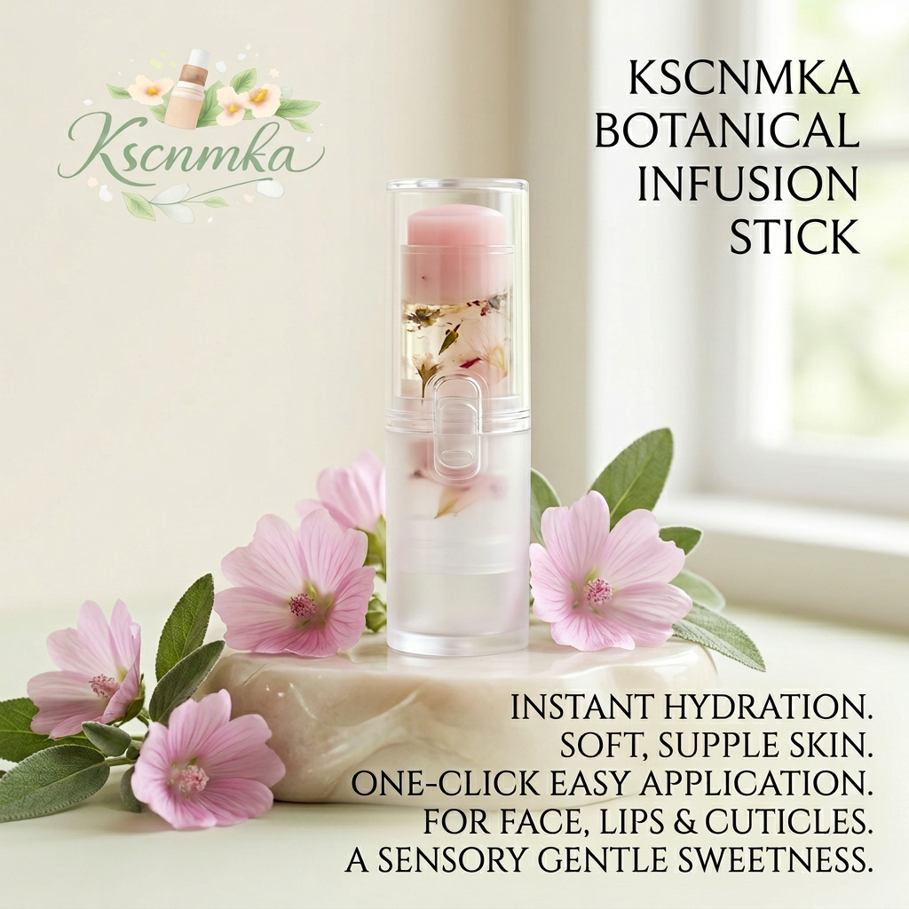 Kscnmka™ Botanical Infusion Multi-Use Balm Stick - Hydrating Face, Lip & Cuticle Moisturizer for Dry Skin | Travel-Friendly Glow Balm with Real Dried Flowers | Instant Softness & One-Click Easy Application