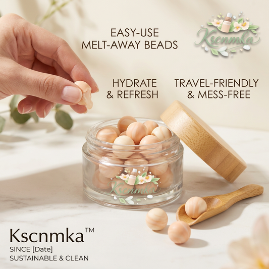 Kscnmka™ Melt-Away Solid Serum Pearls | Waterless Hydrating & Refreshing Facial Moisturizer Beads | Travel-Friendly, Mess-Free, Sustainable Clean Beauty Skincare for Glowing Skin